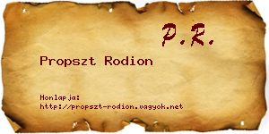 Propszt Rodion névjegykártya